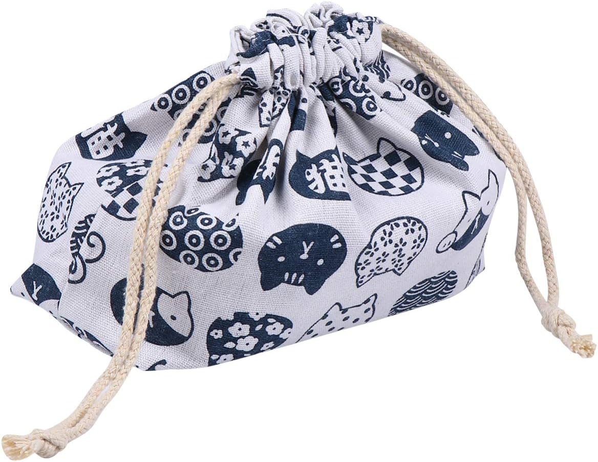 TOYANDONA Drawstring Lunch Bag Double-Layer Thickened Japanese Style Bento Tote Pouch Candy Gift Holder Pack for Home Wedding Birthday Party White