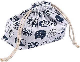 TOYANDONA Drawstring Lunch Bag Double-Layer Thickened Japanese Style Bento Tote Pouch Candy Gift Holder Pack for Home Wedding Birthday Party White