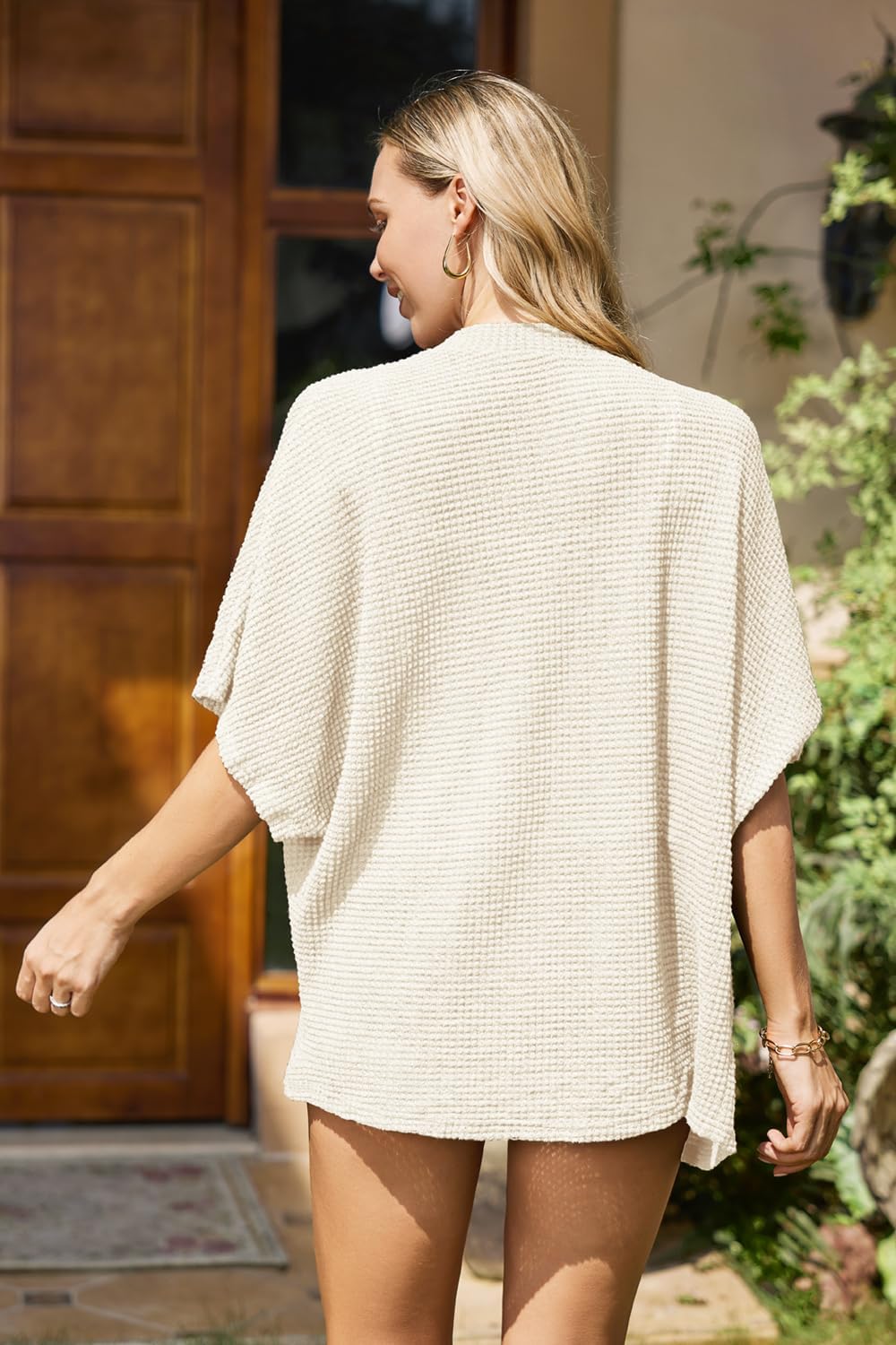 STYLEWORD Women's Summer Fashion Cardigan Lightweight Short Sleeve Beach Cover Up Kimonos - Image 5