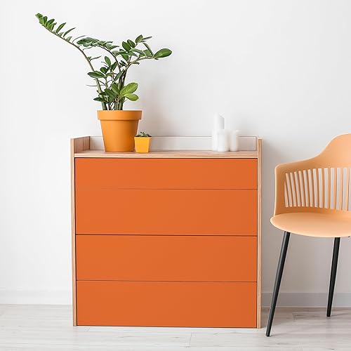 Miniatura 4 de Papel tapiz de color naranja para despegar y pegar de 17.7 x 100 pulgadas, mate, autoadhesivo, extraíble, papel adhesivo naranja sólido para