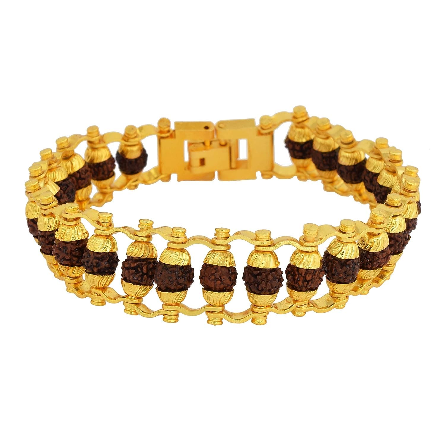 Nagaana Metal Bracelet Gold Plated Natural Pure Rudraksh Designer Bracelet for Men and Women (B0CCS97JYZ) Amazon Price History, Amazon Price Tracker