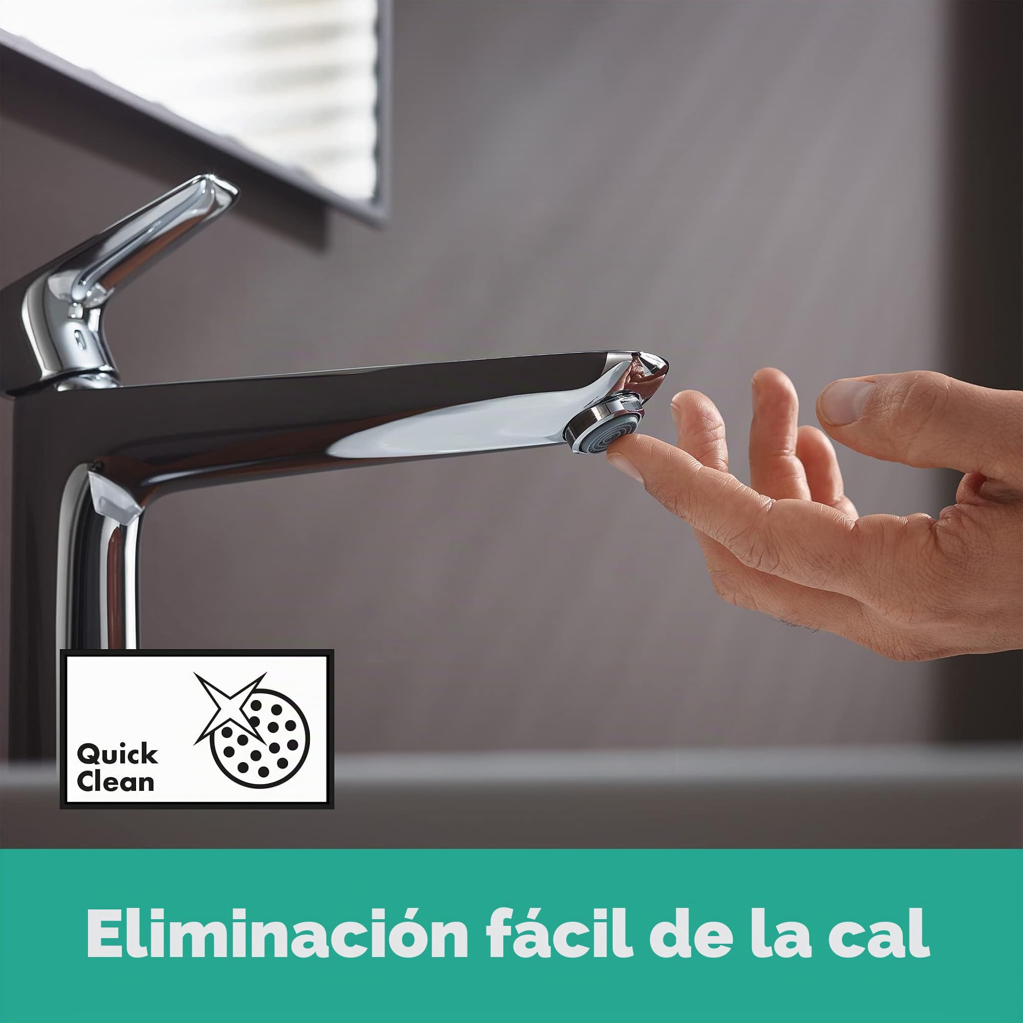 hansgrohe Talis E - grifo lavabo sin desagüe, grifo monomando lavabo 234 mm, mezclador monomando lavabo ahorro de agua (EcoSmart), cromo, 71717000