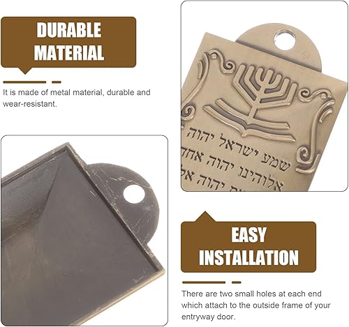 Miniatura 6 de VOSAREA Mezuzá de bendición de metal, 5 juegos de mezuzá de bendición de metal con pergamino judío Mitzvah puerta Mezuzah caja de mezuzá de metal,
