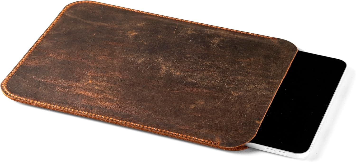 Distressed Leather iPad Sleeve, Handmade Case for Pro 12.9", 2nd-6th Gen, Mini, Air, Pro 11", 10.5", 9.7", A16