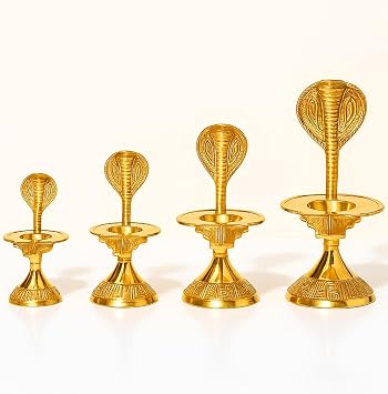 Solid Brass Shiva Lingam Shivling with Jalhari and Cobra Hood Hindu Pooja Idol Statue for Home Temple, Meditation Altar, Spiritual & Sacred Decor - Made in India 4 Inch