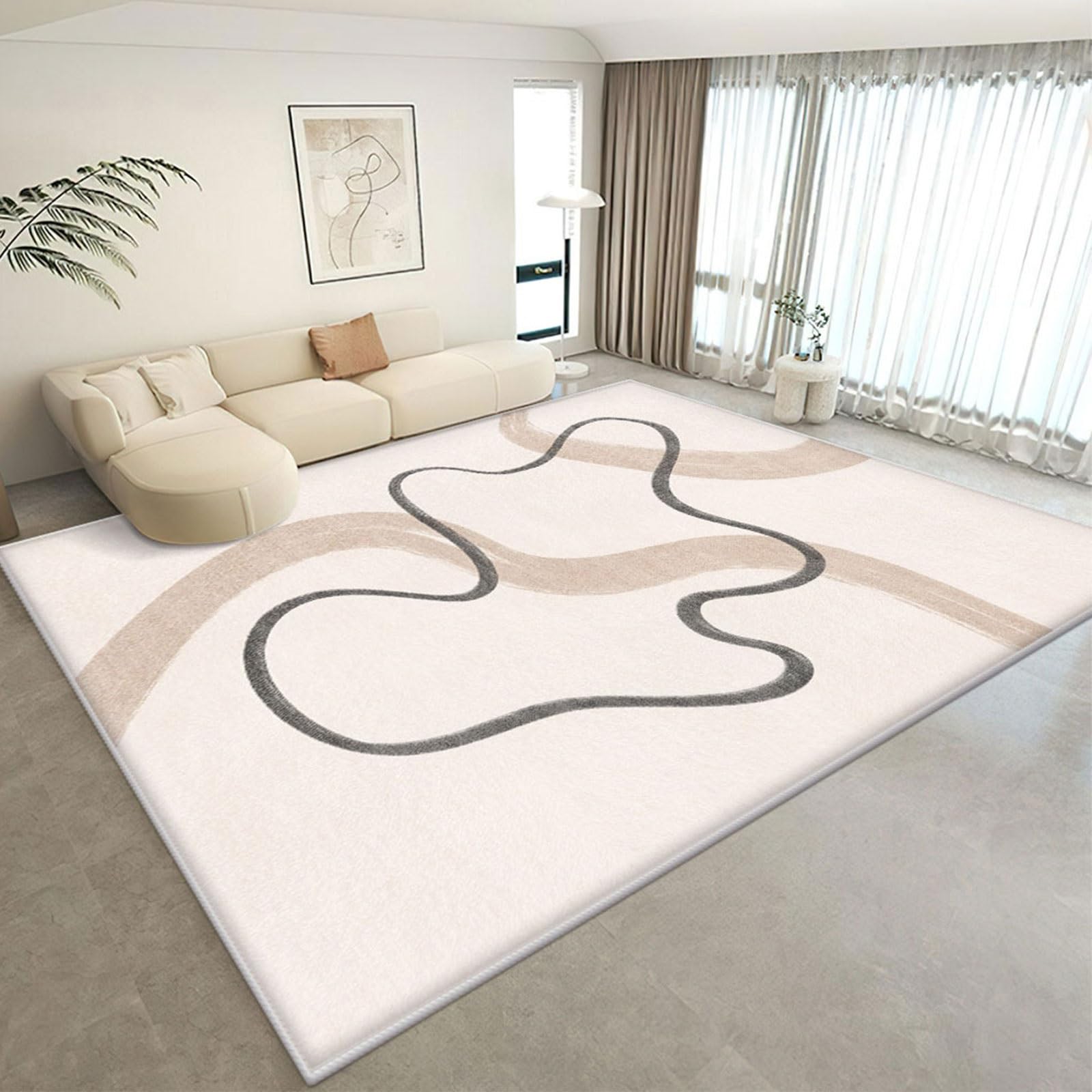 Tapis lavable pour chambre à coucher et salle à manger moderne doux