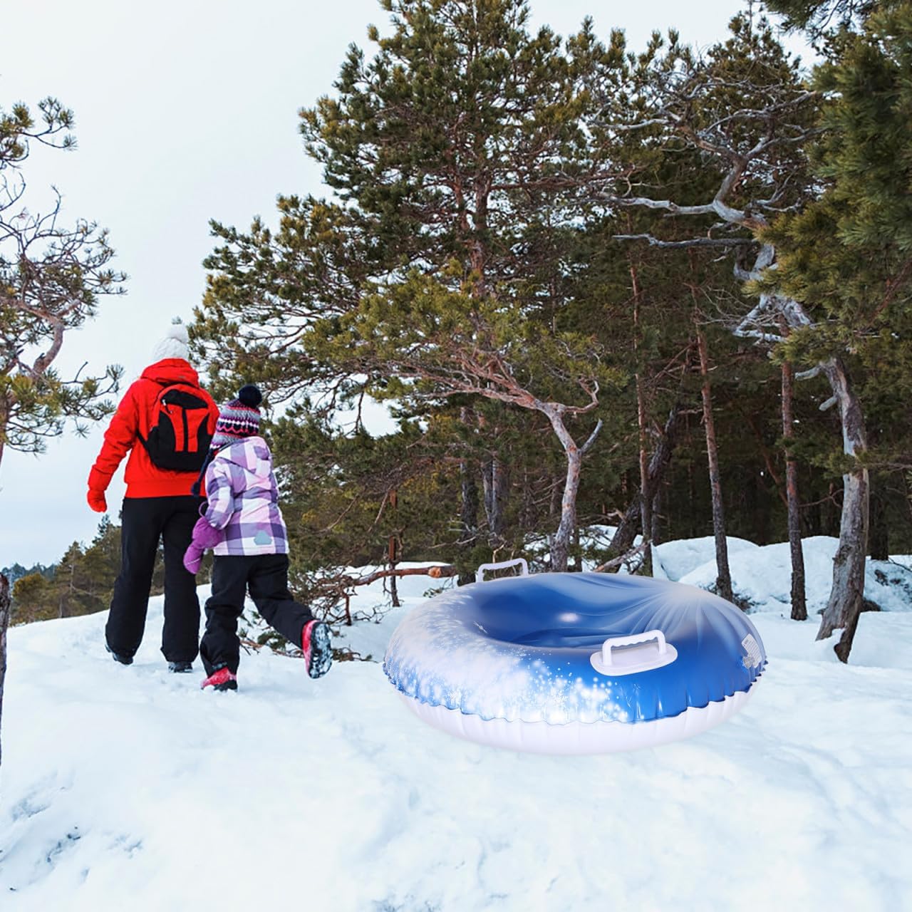 Inflatable Snow Tube Sledding Tire PVC Heavy Duty Snow Sled with Handles for Winter