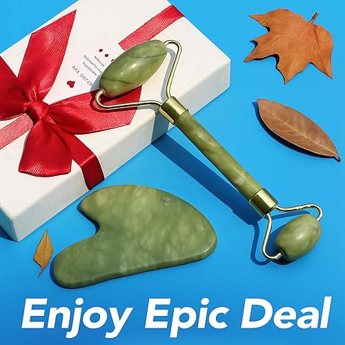 Miniatura 2 de Huefull Rodillo de jade para herramientas faciales faciales y Gua Sha para reducir la hinchazón y mejorar las arrugas tratamientos faciales y