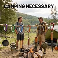 Vista 5 de 12 clips de mosquetón para llavero, clip de aluminio de 3 pulgadas, hebilla de gancho de mosquetón sin bloqueo en forma de anillo D, herramienta