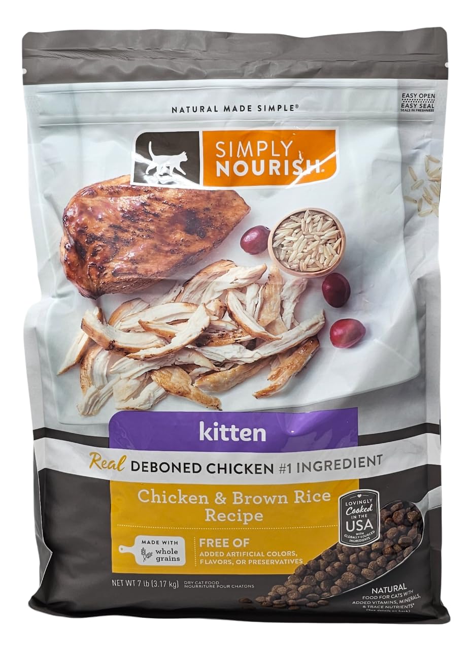 SIMPLY NOURISH Kitten Chicken and Brown Rice Dry Cat Food, 7 Pound Bag