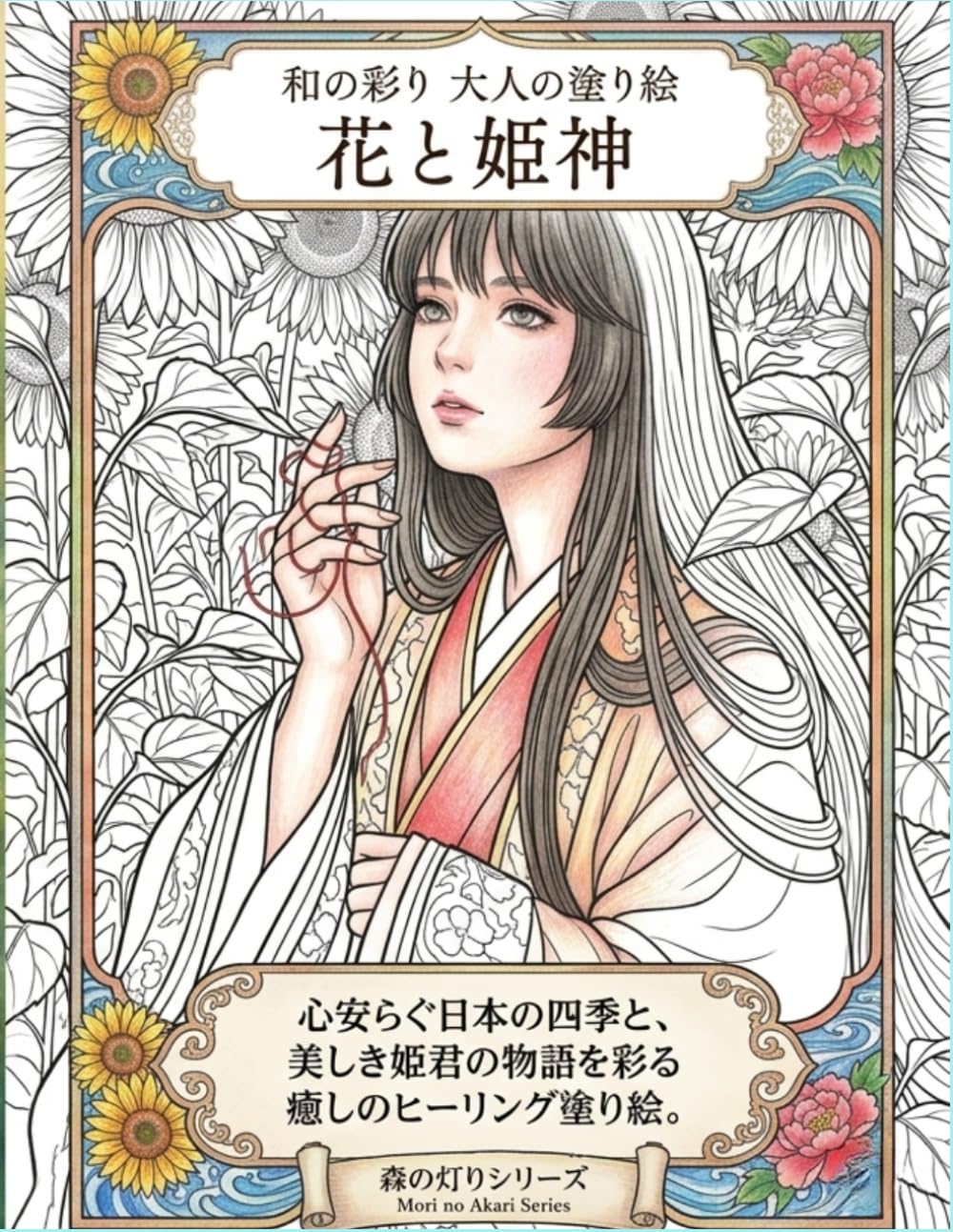 和の彩り 大人の塗り絵 花と姫神: 心安らぐ日本の四季と、美しき姫君の物語を彩る癒しのヒーリング塗り絵。 (森の灯りシリーズ)