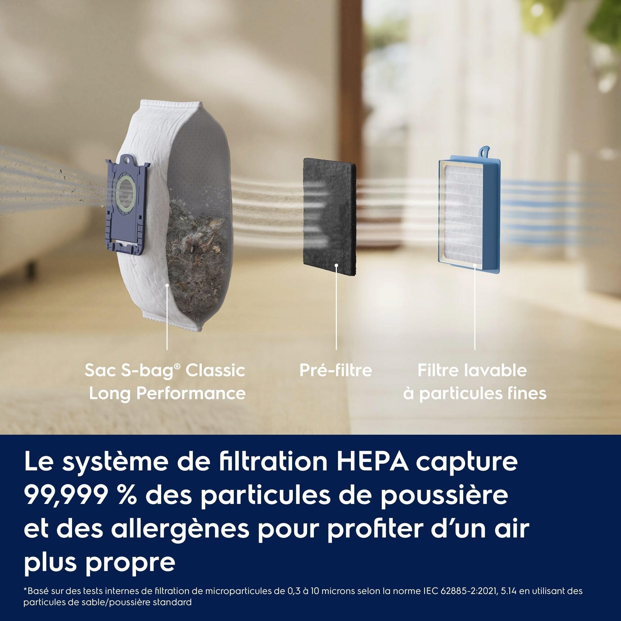 Electrolux 700 Silent Aspirateur avec Sac EB71U2LDB, Ultra Silencieux 59 DB, Brosse AllFloor Auto Tous Sols, Filtre Hygiène E12 Lavable, Rayon d’Action 12 m, 3,5 L, Bleu Denim Clair