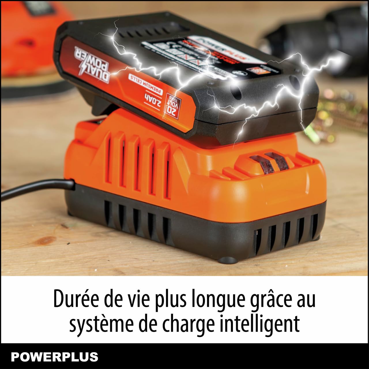 POWER plus Set di batterie e caricabatterie Dual Power POWDP90620-20 V, batteria da 2,0 Ah, per utensili da 20 V, caricatore da 2 A, per batterie da 20 V e 2 x 20 V, per avvitatore a batteria,
