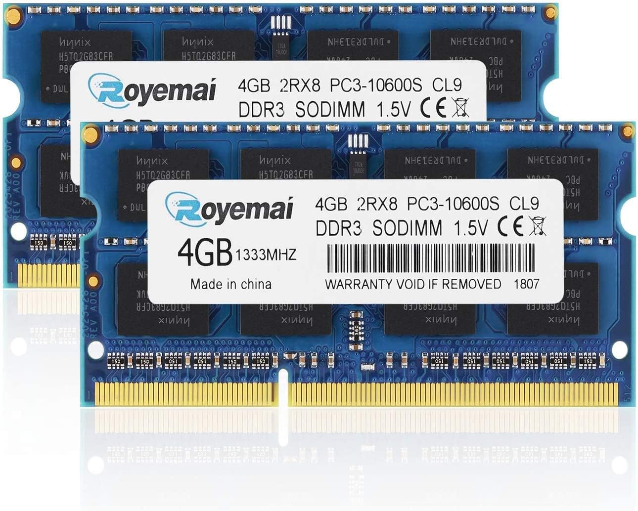 D DUOMEIQI PC3-10600 DDR3 1333 8GB Kit (2x4GB) RAM PC3 10600S 1333MHZ 2Rx8 204-pin 1.5v 4GB Memory Upgrade For Laptop