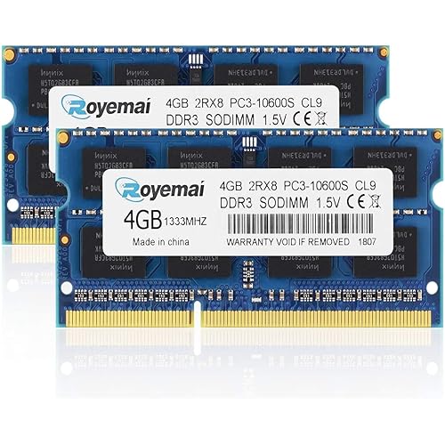 PC3-10600 DDR3 1333 8GB Kit (2x4GB) RAM PC3 10600S 1333MHZ 2Rx8 204-pin 1.5v 4GB Memory Upgrade for Laptop
