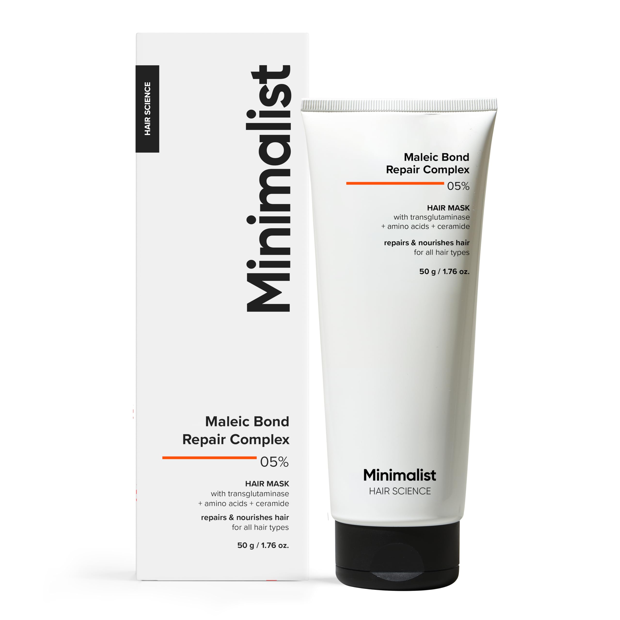 Minimalist Hair Mask for Frizzy & Damaged Hair | 5% Maleic Bond Repair Complex with Amino Acids & Ceramides | Repairs Dry, Dull Hair, Controls Frizz | For Treated Hair | Men & Women | 50g-image-7