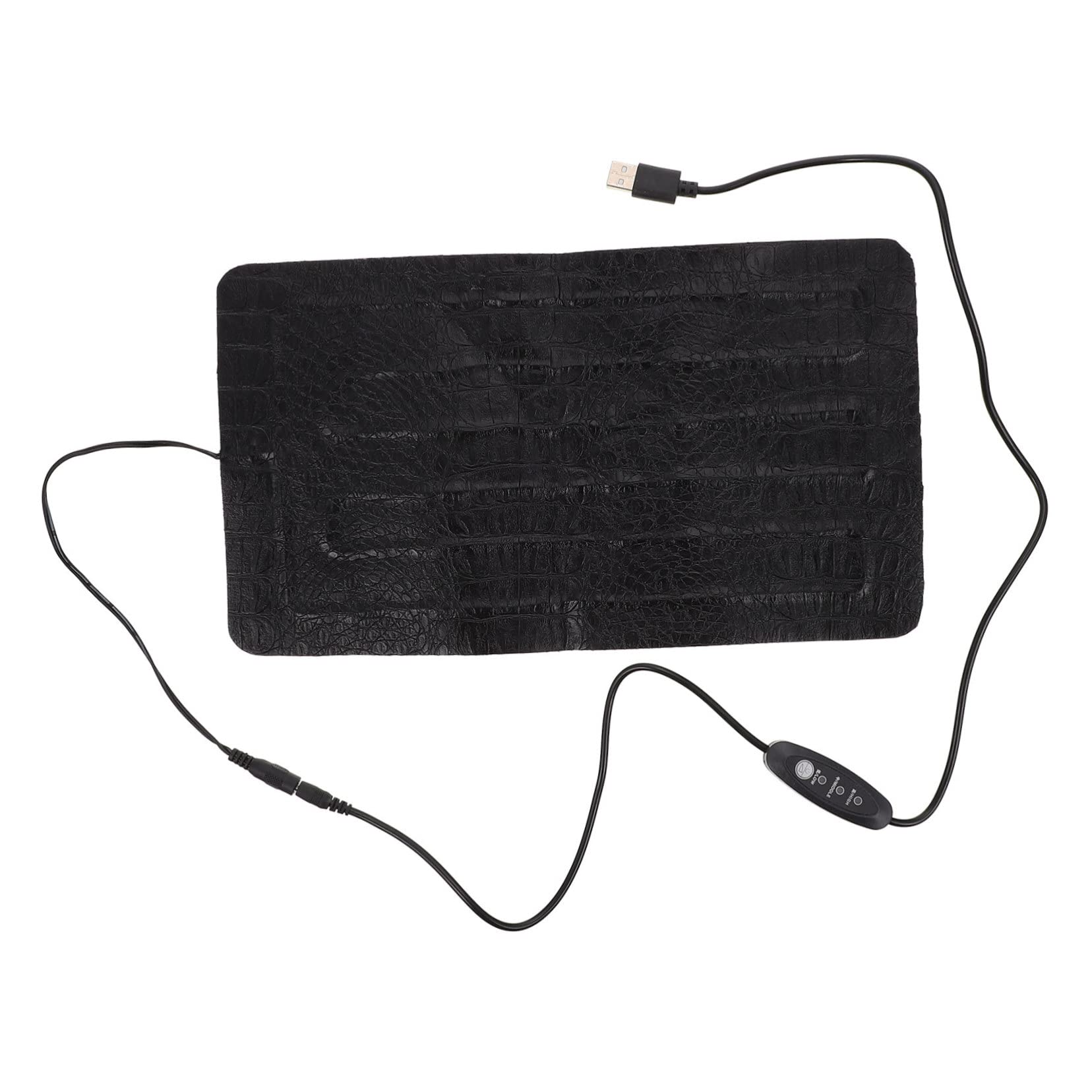 HANABASS Esterilla Térmica Antimordeduras para Reptiles Pequeña, Portátil, de Cuero Negro Temperatura Ajustable para Terrarios y Uso al Aire Libre