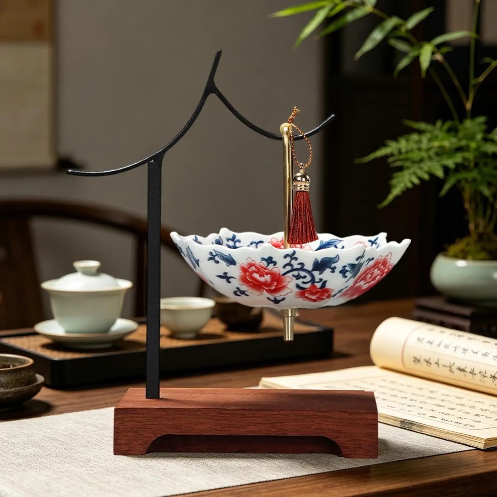 1 pz colino da tè ombrello design in ceramica foglia con supporto filtri for sfuso for migliorare il sapore della cucina Per Uffici E Tavoli Da Pranzo