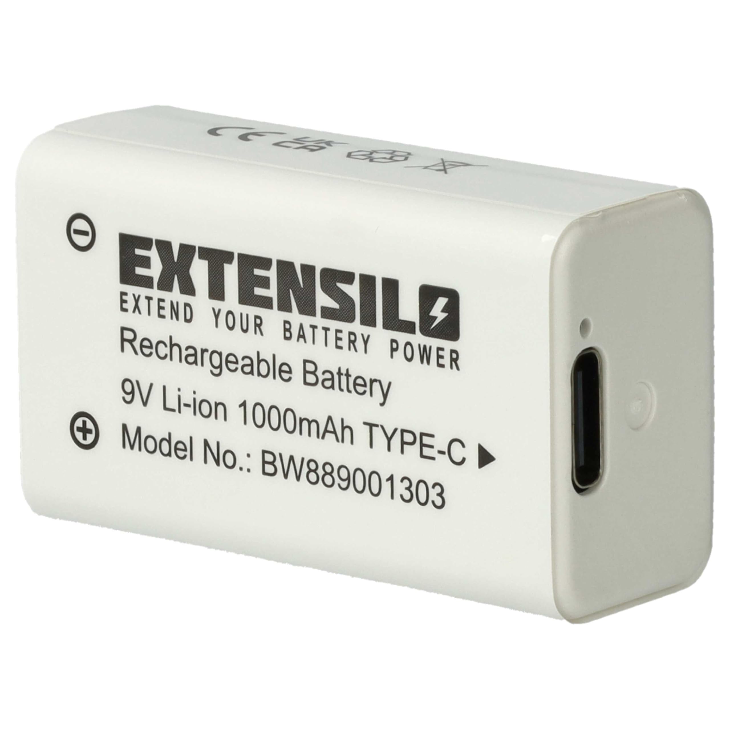 5X Piles Bloc Batterie 9V pour Divers appareils (1Ah, 9V, Li-ION)