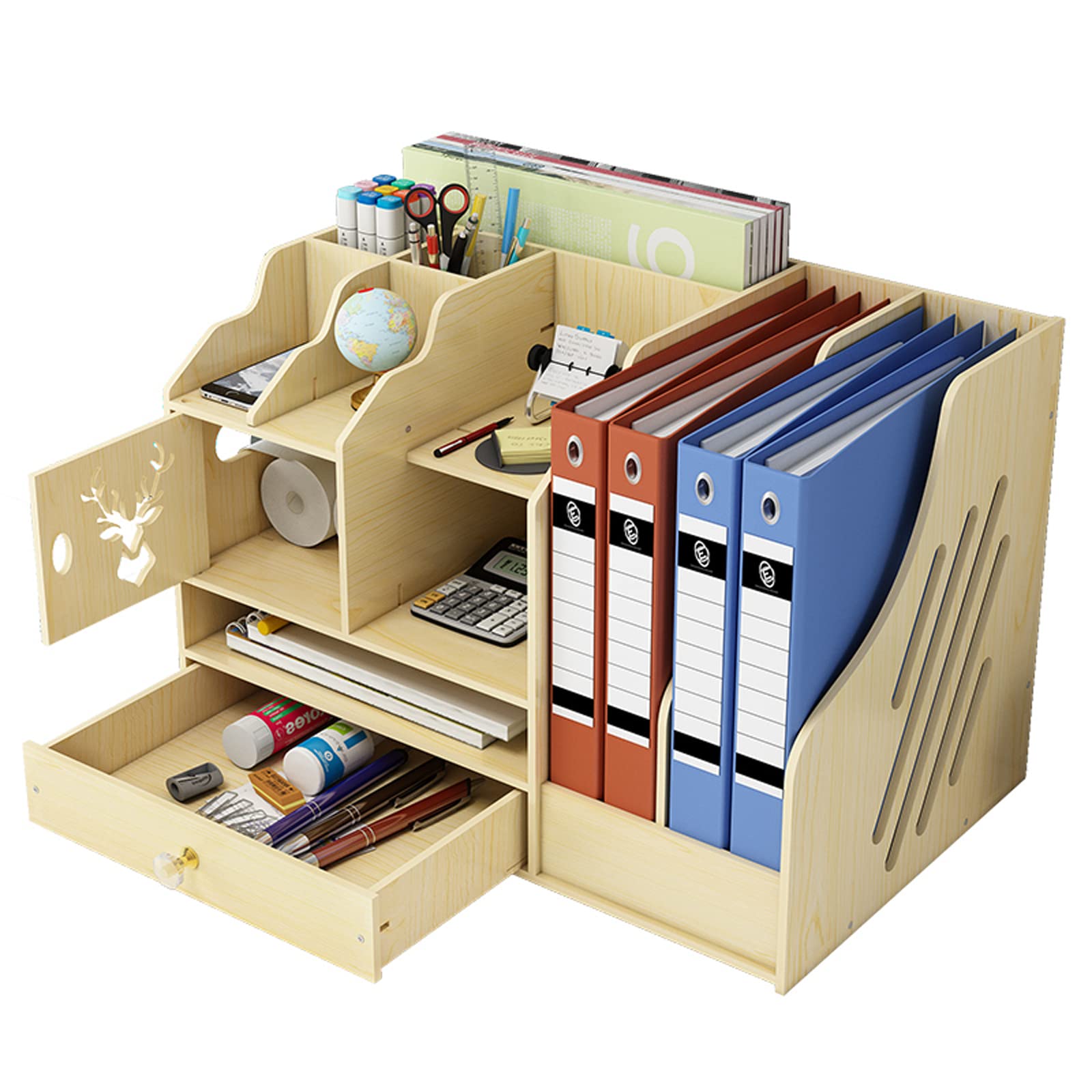 Catekro Organizador De Escritorio De Madera, EstanteríA De Escritorio De Gran Capacidad Para Oficina (Blanco)