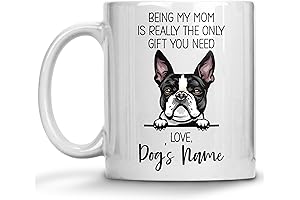 Personalized Boston Terrier Dog Name Coffee Mug, Custom Dog Mom Gift, Dog...
