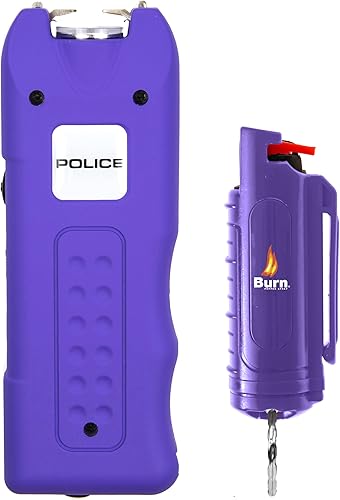 Police Stun Gun Burn Pepper Spray Combo Mujeres Hombres Autodefensa - 628 Morado