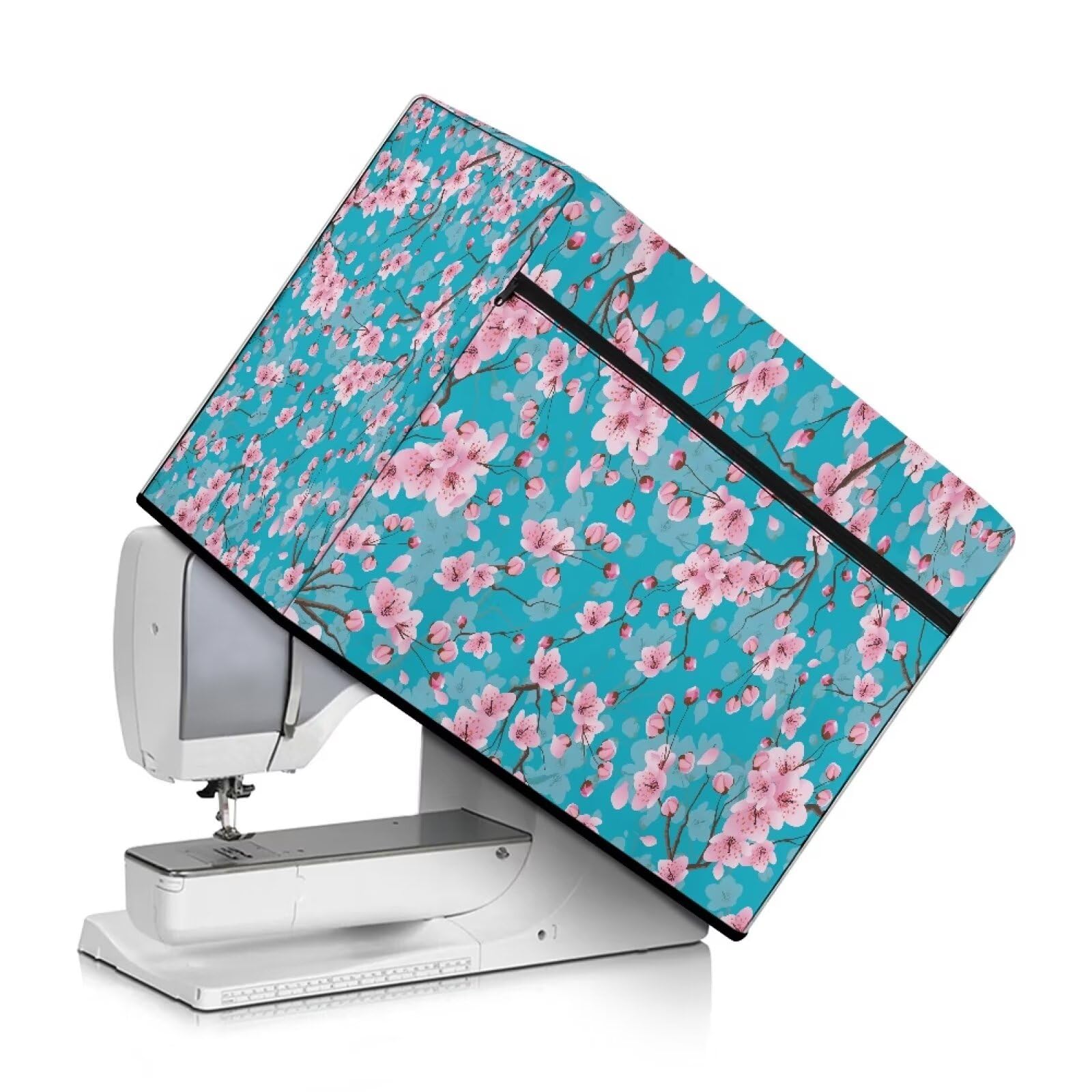 Kathyboom Women's Flower Cherry Foldable Sewing Machine Dust Cover,Compatible With Most Standard Sewing Machines,Sewing Accessories Organizer
