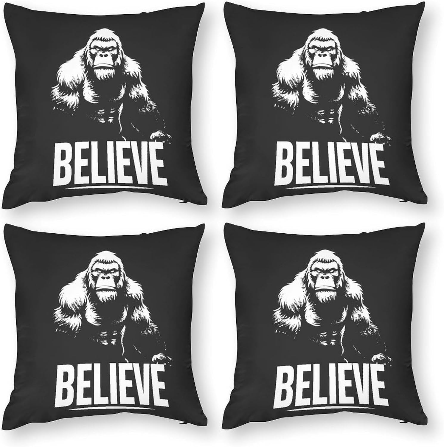 Bigfoot I Believe Sasquatch Printed Throw Pillow Case 4 Pcs Soft Pillowcases Pillows Covers Sofa Bed Decor 12/14/16/17/18/20/22/24/32 Inches