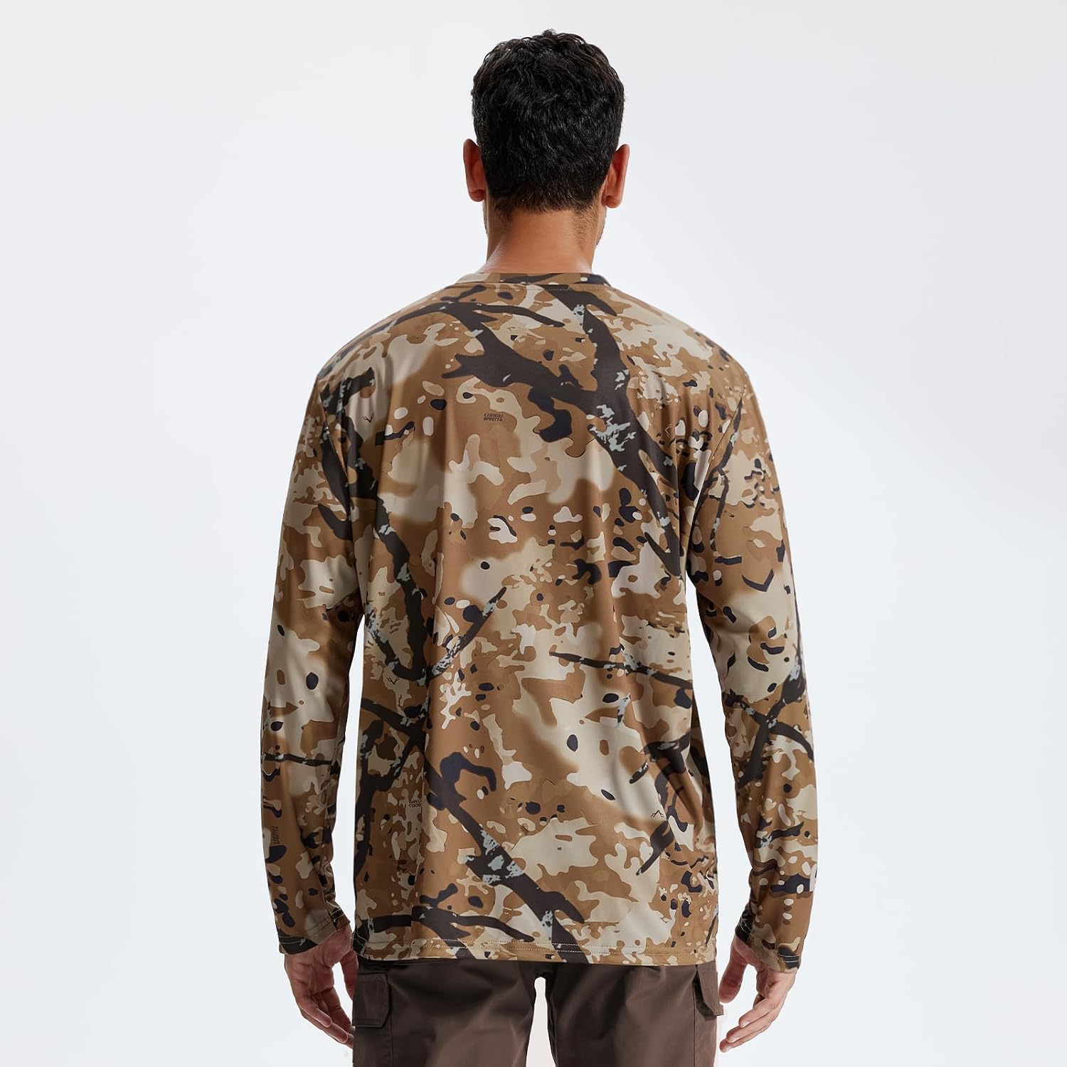 Camo Hunting Shirts for Men Long Sleeves Crewneck Quick Dry UPF 50+ Hiking Fishing Shirt