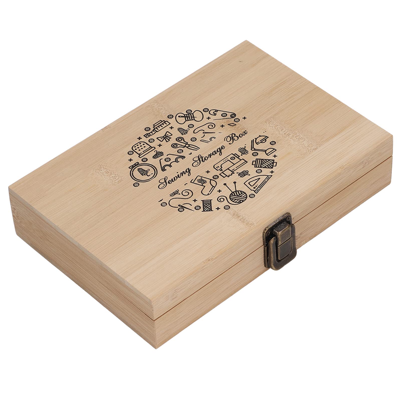 Xiuganpo Drewniany Zestaw do Szycia z Nożyczkami, Guzikami, Szpilkami, Klamrami, Naparstkiem, Nawlekaczem, miarką do Domowych Materiałów Szycia, Koszem w Stylu Retro dla Początkujących i naprawą