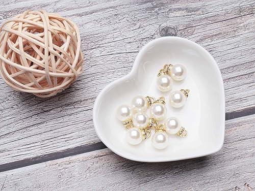 Miniatura 7 de 50 cuentas de perlas de imitación con agujero de diamantes de imitación vintage elegantes colgantes de imitación para aretes colgantes, collares,