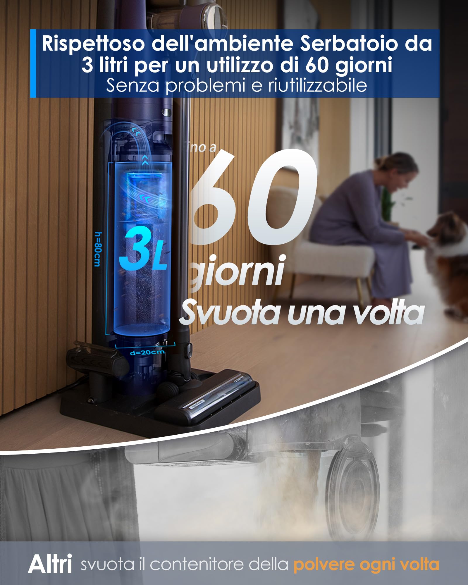 Tineco PURE ONE Station Pet aspirapolvere a bastone senza filo, stazione con autopulizia, spazzola ZeroTangle, leggero, aspirapolvere portatile