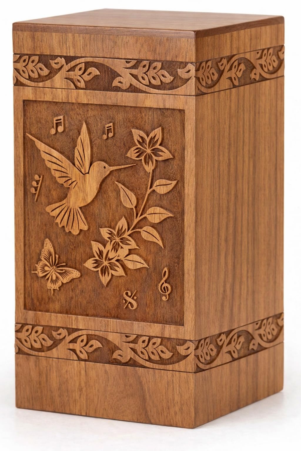 Cremation Urns for Human Ashes Adult Male Female - Wooden Humming Bird Funeral Cremation Urn Hand-Crafted - Burial Funeral Memorial Urns for Ashes (Large)