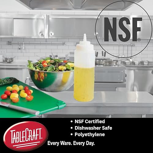 Miniatura 5 de Botellas de plástico para exprimir condimentos, restaurante de grado comercial, boca ancha de 2.087 in, dispensador de chorros vacíos para aceite de