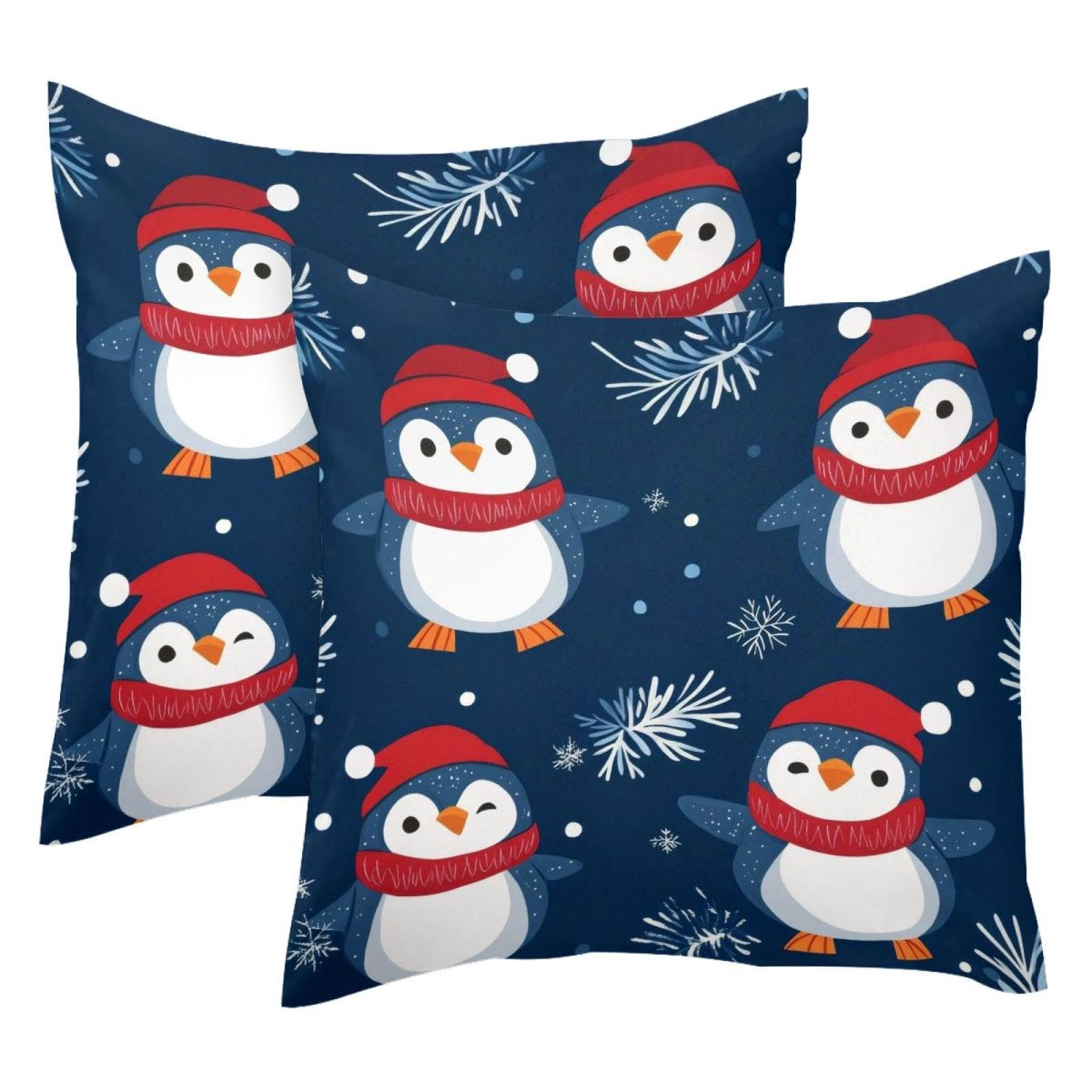 Housse de coussin en velours doux 50x50 lot de 2 avec zip invisible Happy Winter