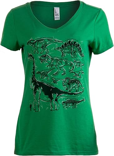Dinosaur Species  Dino Mom fiesta de cumpleaños camiseta cuello en V para mujer