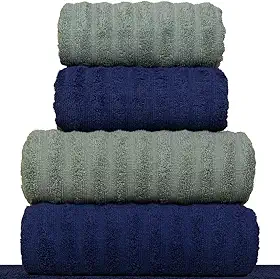 Jogo de Toalhas Fio Penteado Gigante 5 Peças - Soft (Azul + Verde)