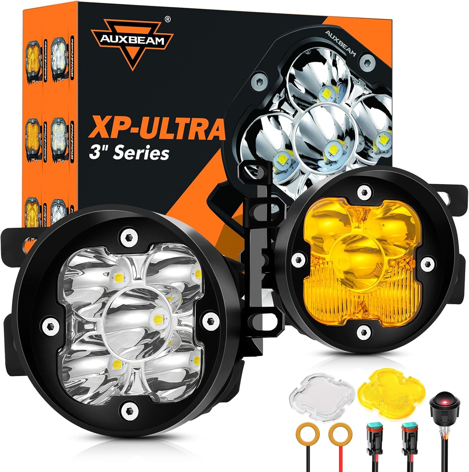 Auxbeam XP-Ultra 3" Fog Light Pod with Amber/White Combo
