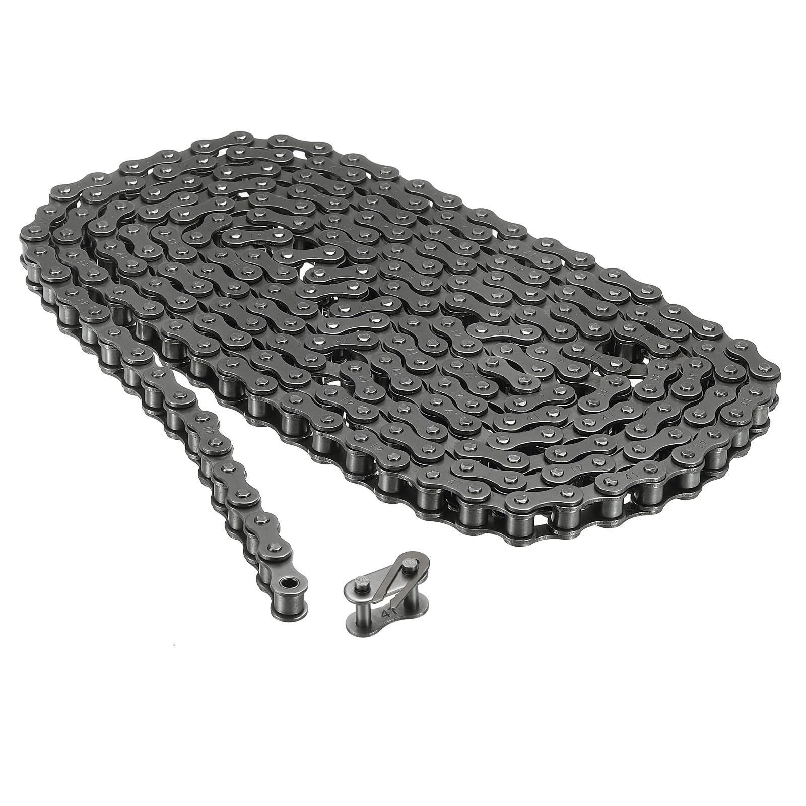 QUARKZMAN 085-1/#41-1 Catena a Rulli 10 Piedi Passo 1/2" Catene a Rulli Acciaio al Carbonio con Collegamenti Master Gratuitiper Biciclette Motociclette, 240 Link