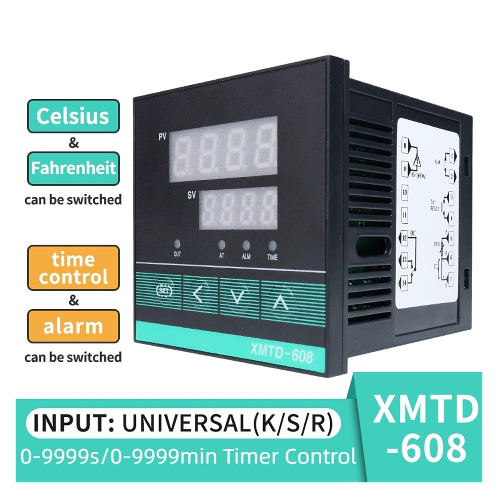 Termostato controlador de temperatura PID tiempo XMTD-608 RTD TC entrada SSR relé salida 220v con Control temporizador
