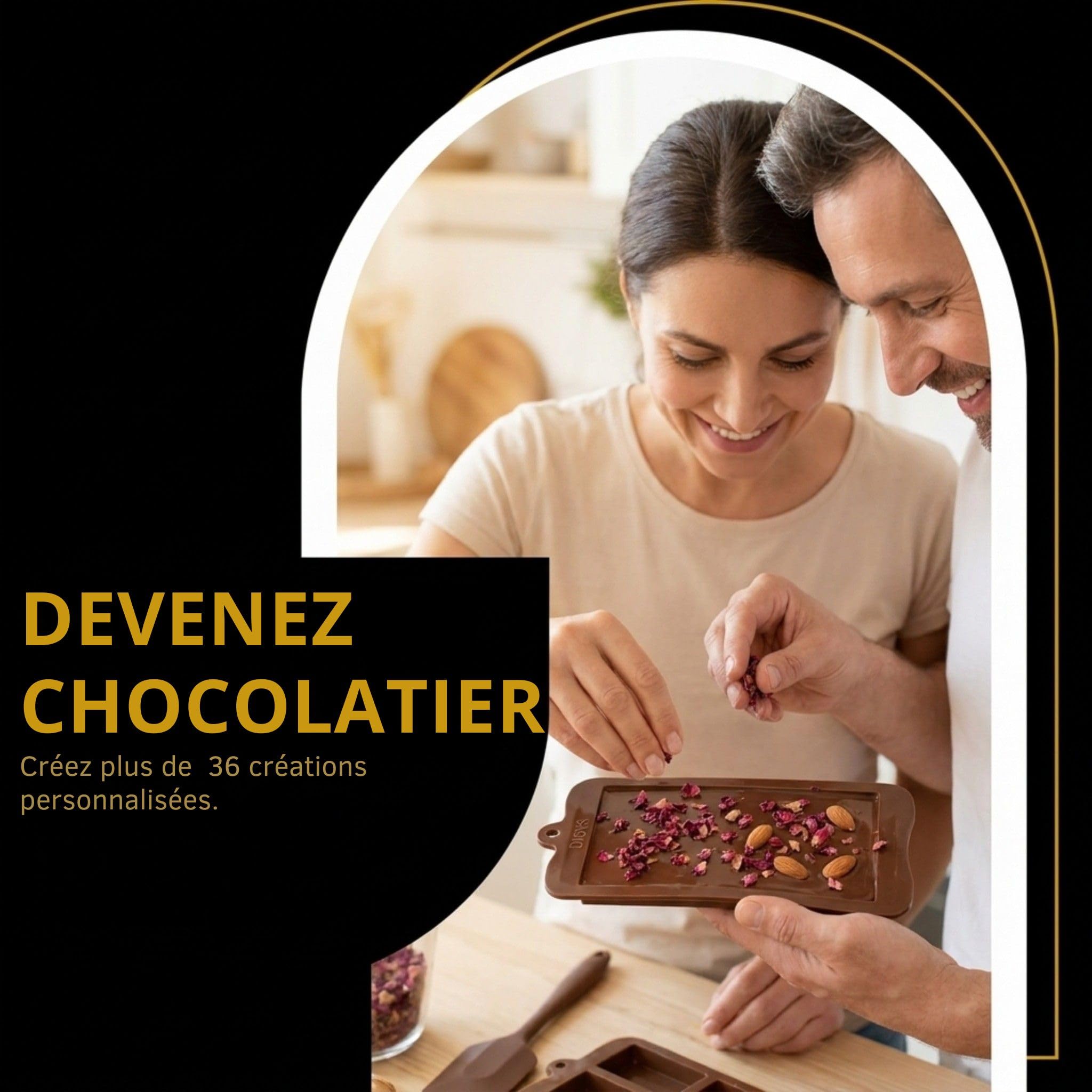 DIBYS Kit DIY Chocolat à faire soi-même | Coffret de Chocolat avec ingrédients naturels et 12 garnitures | Idée cadeau pour enfants & adultes | Idéal pour les anniversaires & Noël | Kit cuisine