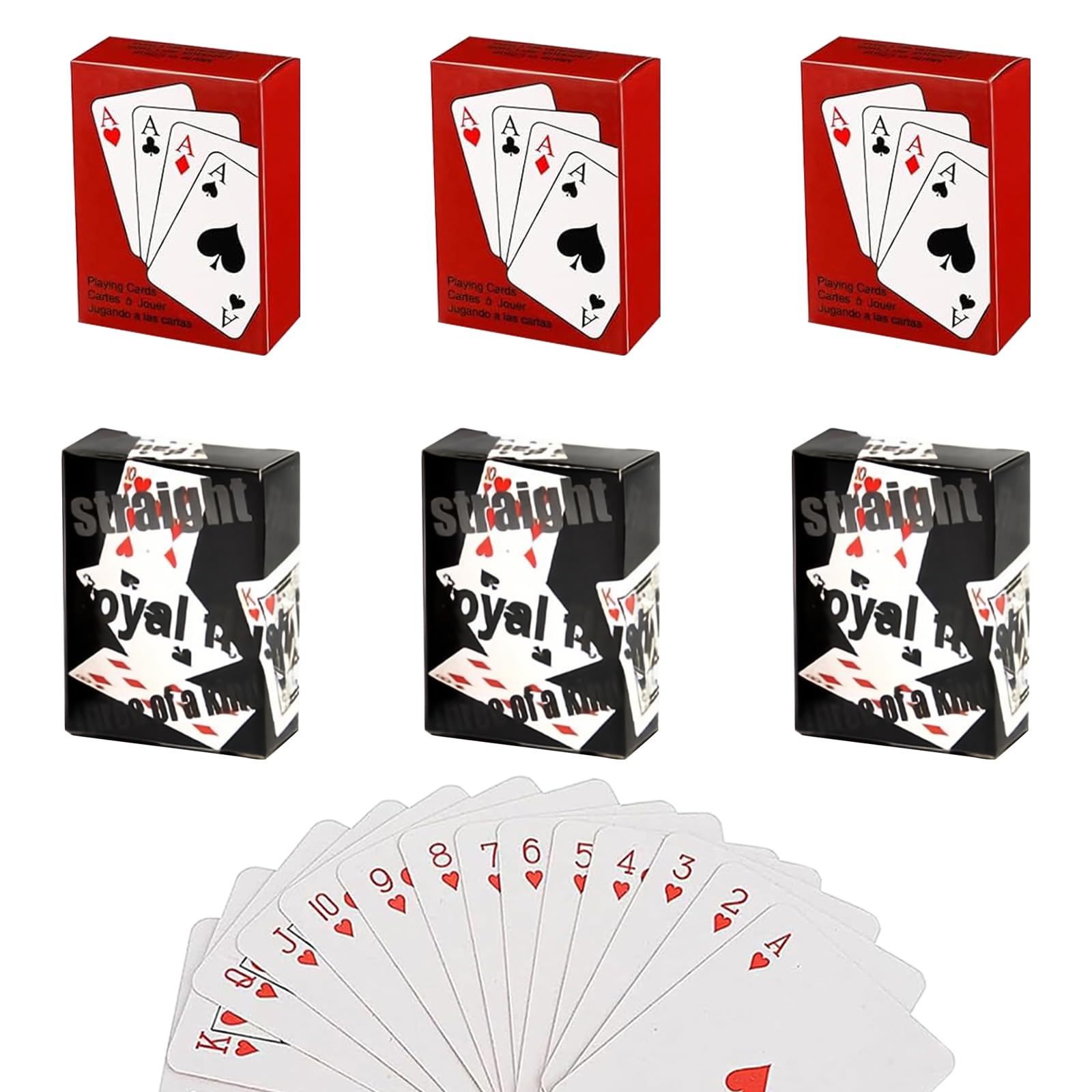 ChAusa 6 Pcs Mini Playing Cards 2.08 x 1.49 Inch Standard Playing Cards Portable Flexible Travel Game Novelty Gift for Party Game Supplies (Black