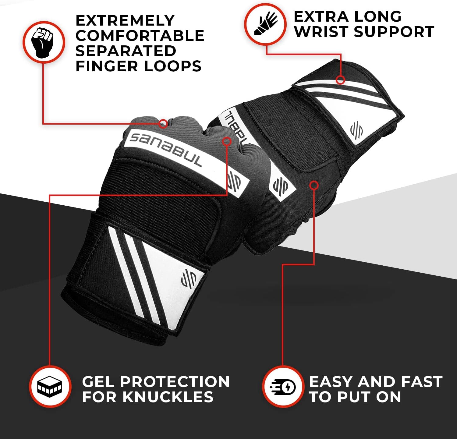Sanabul New Gel Quick Hand Wraps Boxing Kickboxing MMA Muay Thai BigaMart