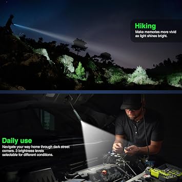 Green Beam Pointer with Green Light and Flashlight, Beam Pointer Long Distance for Presentations with Compass and Display Screen, USB Type C Rechargeable Work Light for Outdoors, Emergency, Work