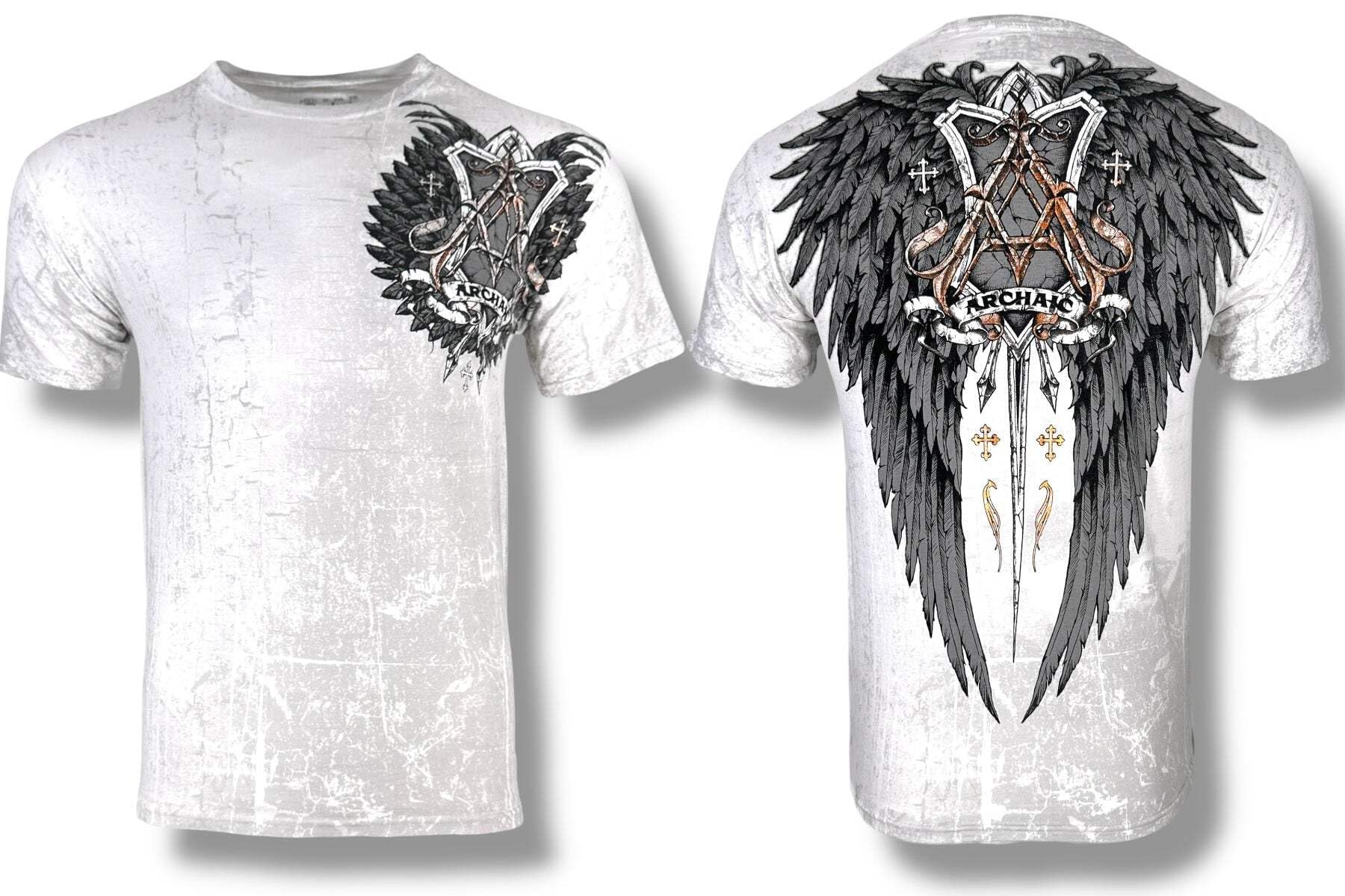Archaic by Affliction Men's T-Shirt Harrow, White, Large