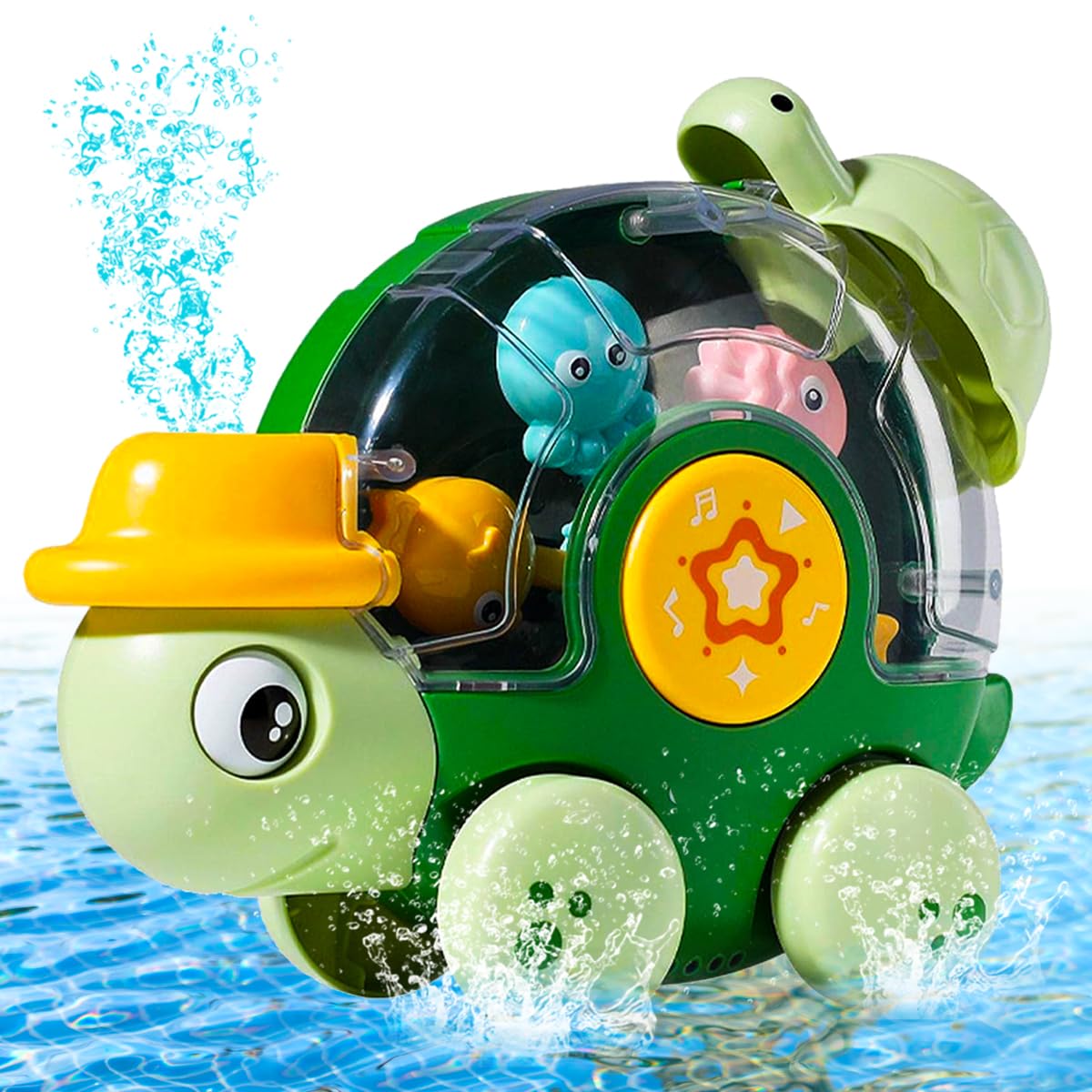 Xwin Sportseries Bath Toy Paddling Pool Water Play for Baby Shower Watering Turtle Rotating Sprinkler Water Toy for Boys & Girls Small Car Fun & Skills Toy for Toddlers Gift