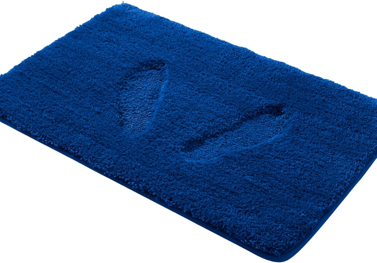 yhf bathroom rug set 2 piece, extra thick & soft microfiber shaggy, machine washable bath mats, absorbent bath rugs, non-slip rubber backing bath mat for bathroom floor, tub and shower, royal blue royal blue 2 piece: 17" x 24" + 20" x 32"