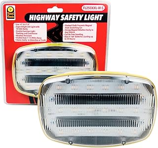 White Highway Safety Lights LED with Magnetic Back || Light Beacon and Road Flare || Steady Mode To Use As Emergency Headlights with Continous and Flashing Modes