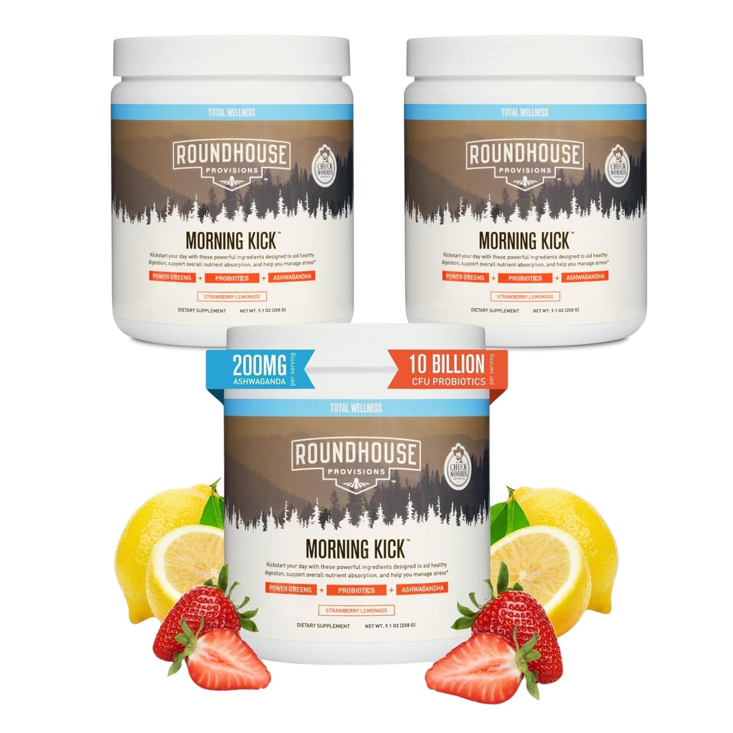 ROUNDHOUSE PROVISION Morning Kick Greens Superfood Powder Supplement with Ashwagandha Collagen Probiotics - Sugar Free Caffeine Free 3
