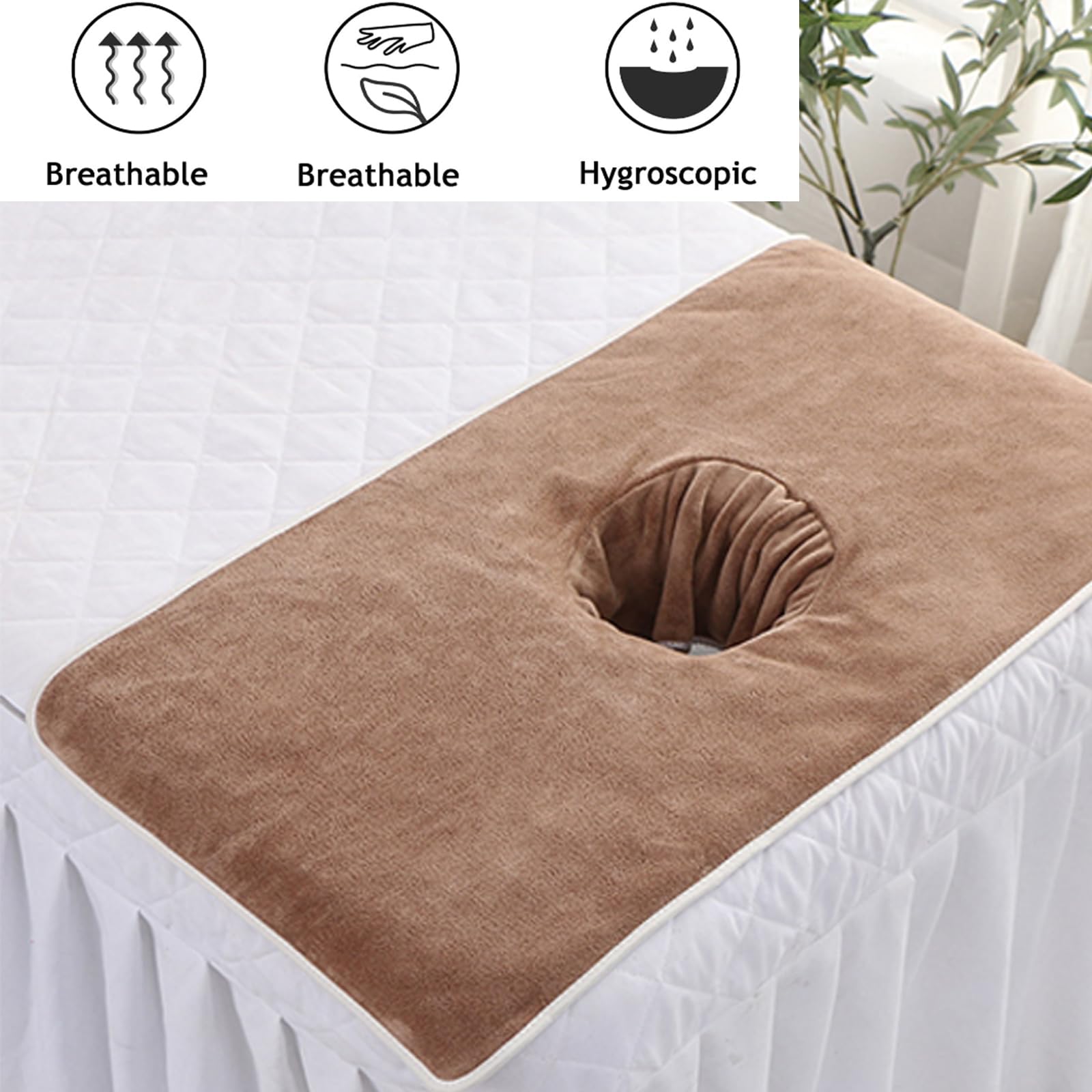 Lot de 3 housses de table de massage avec trou pour le visage, douces et respirantes pour table de massage pour lit de beauté universel, tables de massage, spa, salon de beauté et de visage